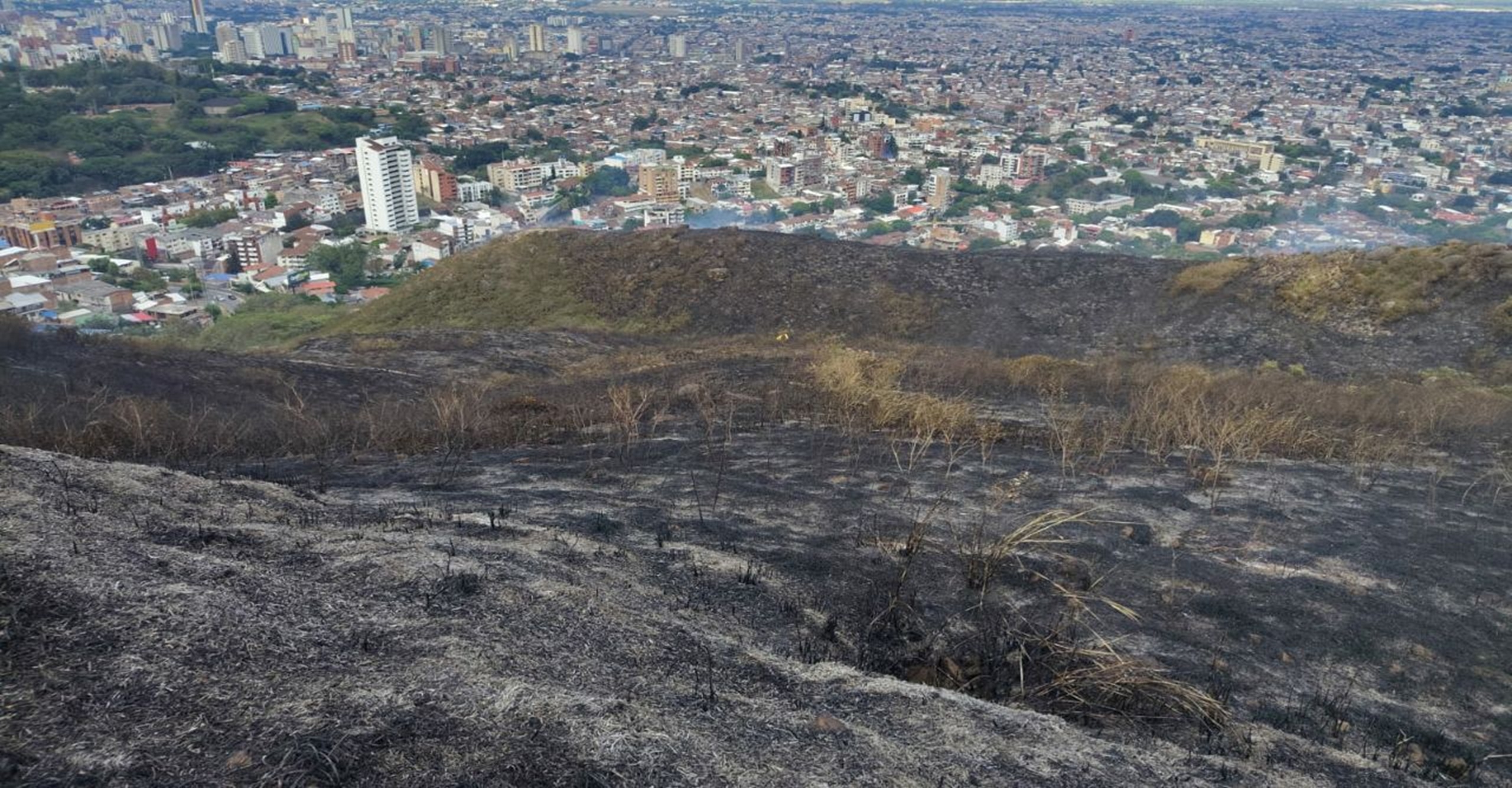 Bomberos de Cali liquidan incendio forestal en la vía hacia Cristo Rey