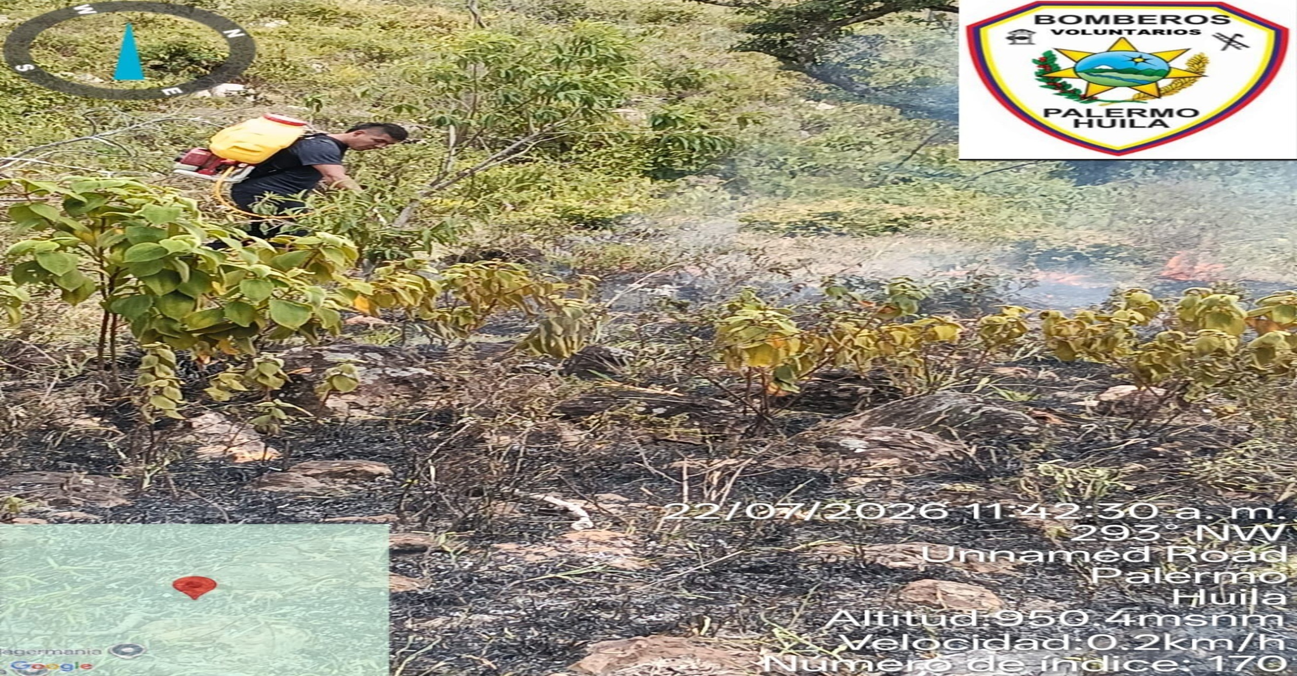 Bomberos de Palermo controlan y liquidan incendio forestal en la vereda Nazareth