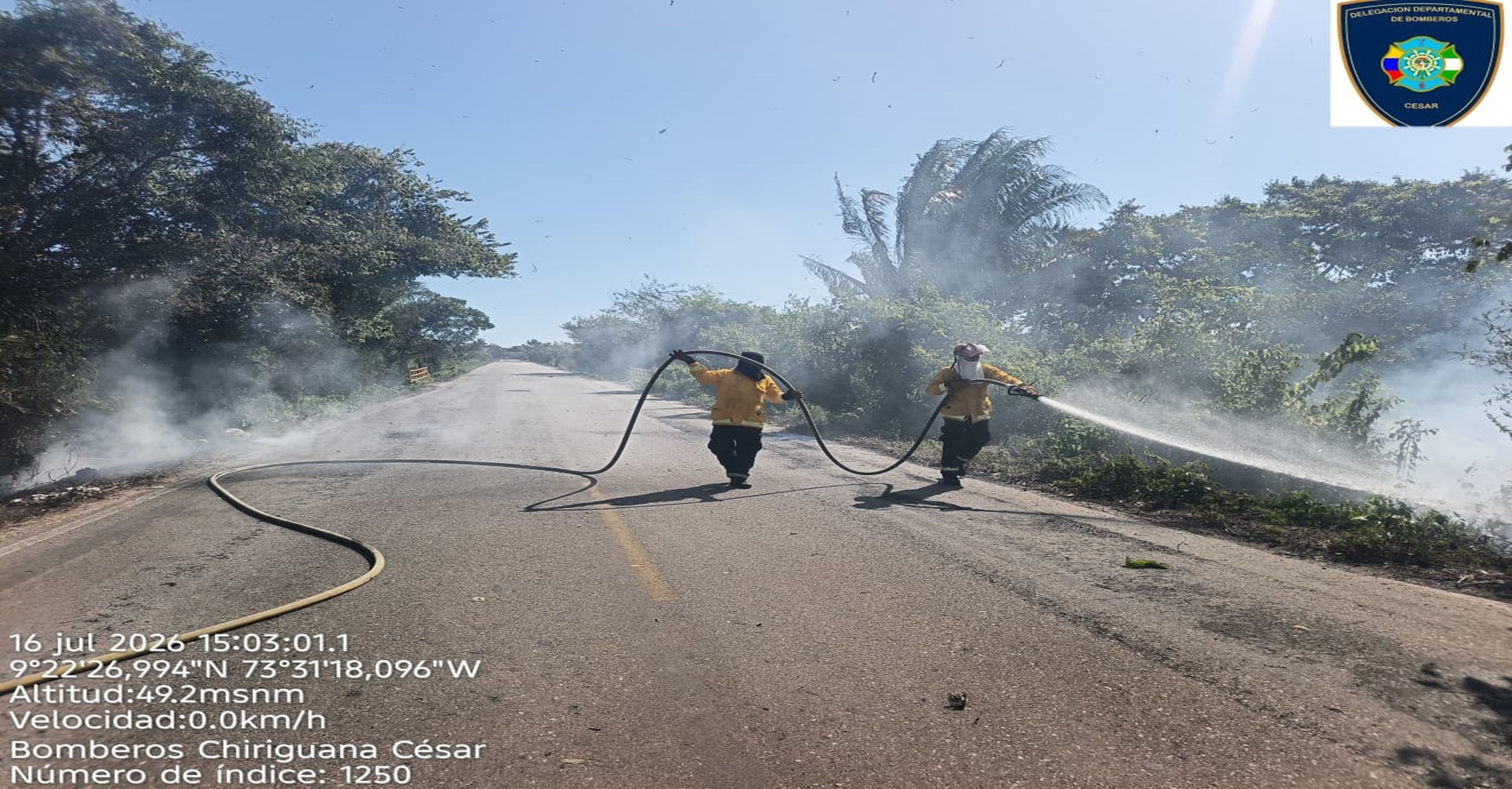 Bomberos de Chiriguaná liquidan incendio forestal que afectó 38 hectáreas y generó emergencias viales en el Cesar