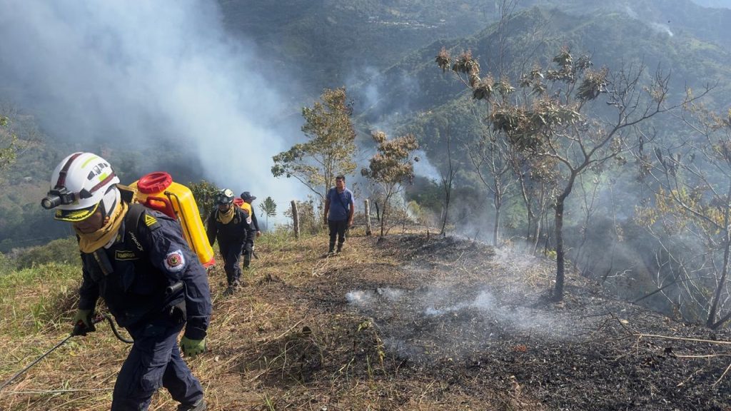 Los Bomberos de Muzo apagan incendio Forestal en la Vereda Cantino del municipio de Cooper en Boyacá