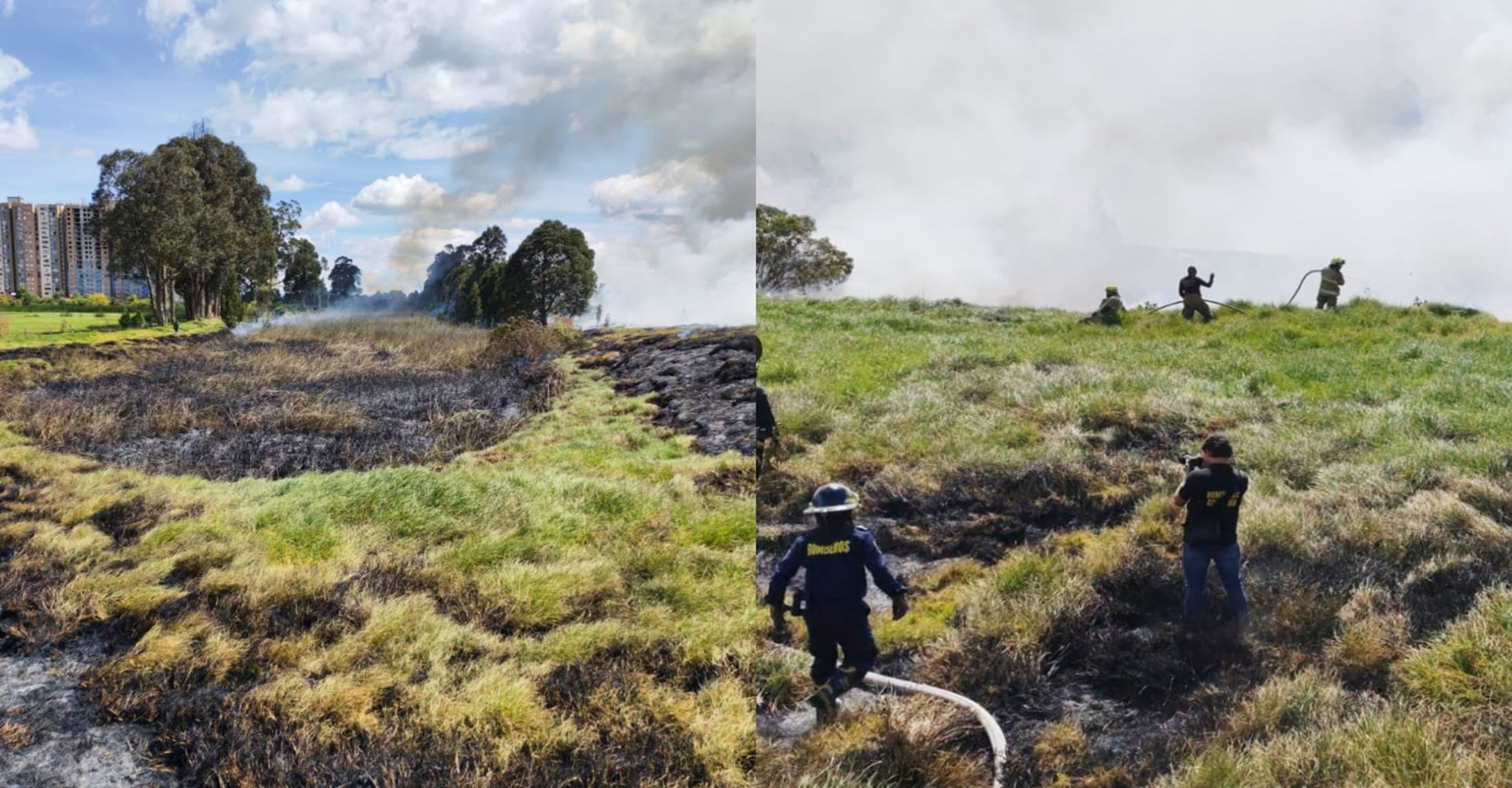 Bomberos de Bogotá D.C atendieron emergencia por incendio forestal Humedal Jaboque
