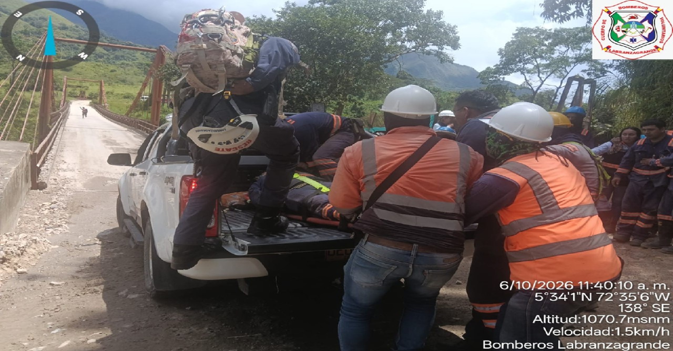 Siete trabajadores resultaron lesionados tras colapso de estructura metálica de un viaducto en Labranzagrande, Boyacá